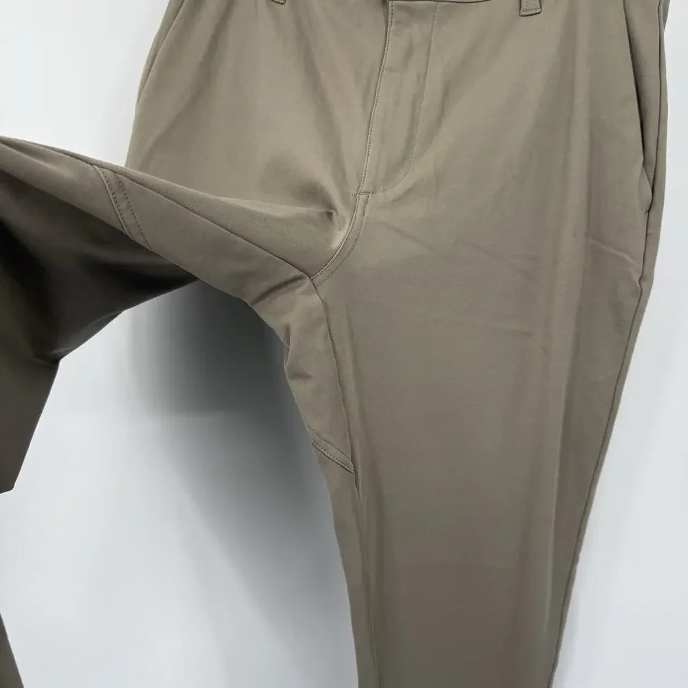 INTO THE AM Mens Pants 36X33 Tapered Slim Fit All day Stretch Taupe Lightweight